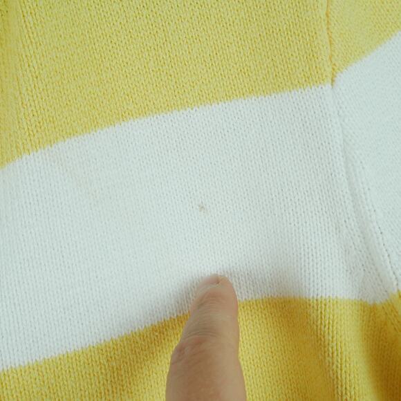 Ralph Lauren Medium Sweater Nautical Stripe Hooded Butter Yellow Preppy Coastal - Picture 3 of 10